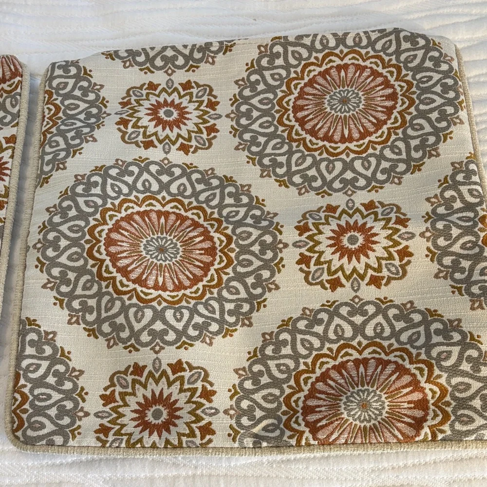 Elegant Gray and Rust Accent Pillow Covers w/zippers Set of 2 Upholstery Fabric